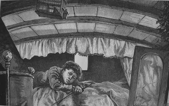 A top bedroom in a Gipsy’s van for man, wife, and three
children, the sons and daughters sleeping underneath