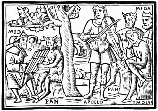 FIG. 19.—The Contest of Apollo and Pan. From Ovid's
