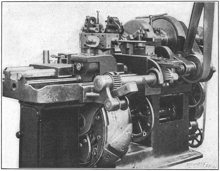 Rear View of Machine showing the Cross-slide Mechanism, Driving Gearing, etc.