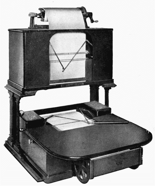 The Telewriter
This remarkable instrument transmits actual writing and drawings, the
receiving pen copying precisely the movements of the sending pen