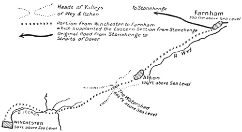 Map, Winchester to Farnham