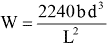 Equation: W = 2240 bd^3 / L^2