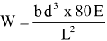 Equation: W=bd^3 x 80E/L^2