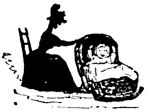 Woman rocking cradle