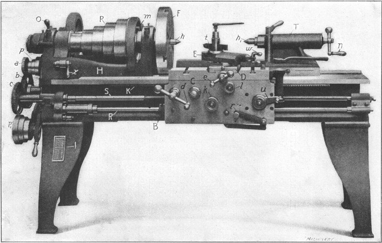 Bradford Belt-driven Lathe — View of Front or Operating Side