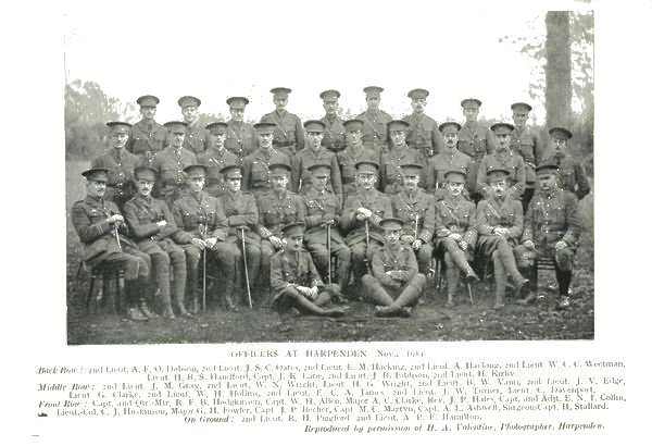 OFFICERS AT HARPENDEN; Nov., 1914.