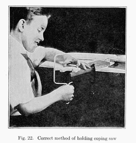 Fig. 22. Correct method of holding coping saw