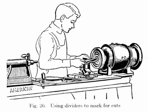 Fig. 26. Using dividers to mark for cuts