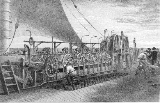 From a drawing by R. Dudley London, Day & Sons, Limited,
Lith.

PAYING-OUT MACHINERY.