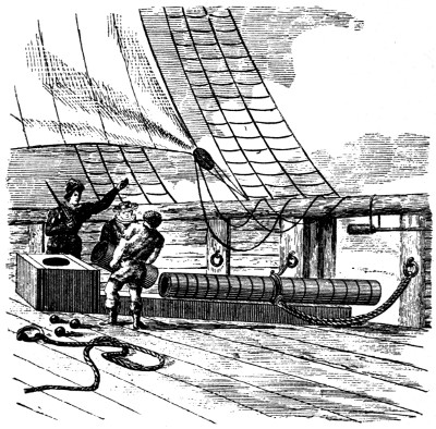 Breech loading cannon on ship