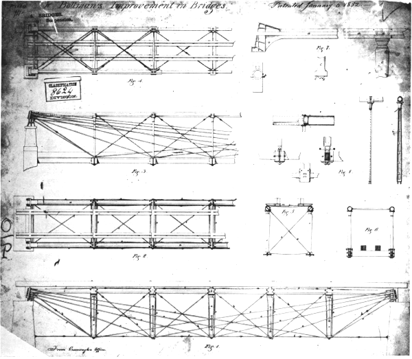 Figure 5.—Bollman’s original patent drawing, 1851. (In
National Archives, Washington, D.C.)