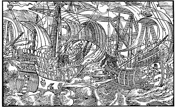 detailed drawing of sea fight
