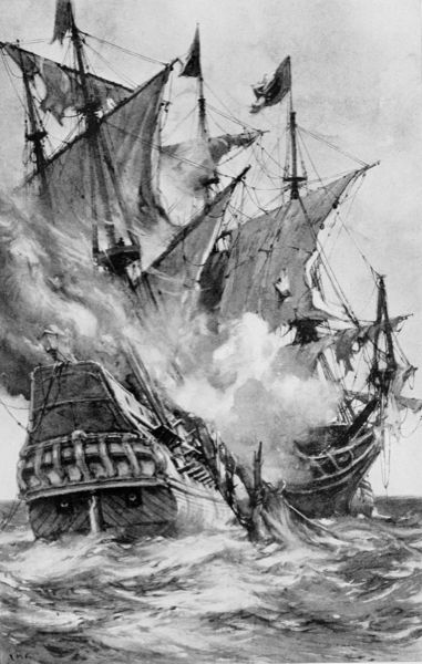 painting of sea battle