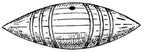 drawing of torpedo shaped like a wooden American football