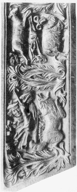 V.—Portion of
a Carved Oak Panel—The Sheepfold.